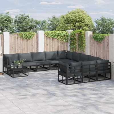 Produktbild von Maison Exclusive - Gartensofa-set mit Kissen 12 pcs Schwarz Aluminium