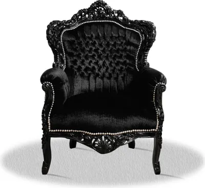 Produktbild von Barocksessel Barock Sessel Barockstuhl Armlehne Schwarz Gothic Stoff Esszimmer Wohnzimmer Büro Flur Schminkstuhl Klassisch Barock Stuhl Premium Luxus
