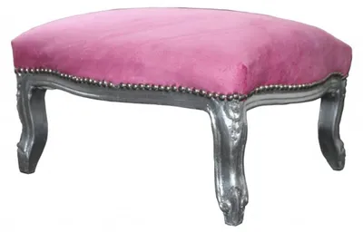 Produktbild von Casa Padrino Barock XXL Fußhocker Mod3 Rosa / Silber - Hocker - Antik Stil