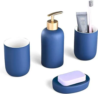 Produktbild von Famanu Badzimmeraccessoires Set 4-teilig - Blau