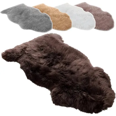 Produktbild von Echtes Lammfell 100cm Schaffell 100 % Naturfell – Flauschiger Sheepskin Teppich als Bettvorleger & Sitzfell