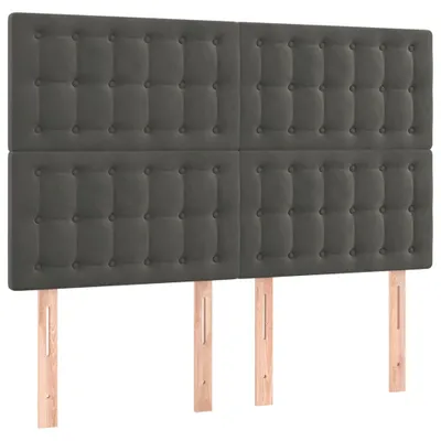Image de vidaXL Têtes de lit 4 pcs. Gris foncé 72x5x78/88 cm velours