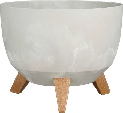Image de Mica Decorations Doppio Support pour plantes - 18,5 x Ø29 cm - Grand pot de fleurs pour l'extérieur - Support pour fleurs pour balcon - Plastique recyclé - Gris