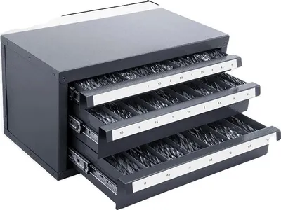 Image de Organisateur pour forets, armoire à trois tiroirs, construction robuste en acier, 29 pièces ET3-F