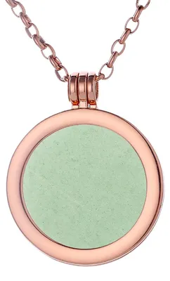 Produktbild von Morella Damen Halskette roségold 70 cm Edelstahl und Anhänger mit Edelstein Aventurin Coin 33 mm Chakren Scheibe in Schmuckbeutel
