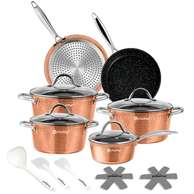 Produktbild von Topfset, Scheffler Topfset Induktion 15-teilig, Töpfe mit Glasdeckel, Kochtopf-Set chopper