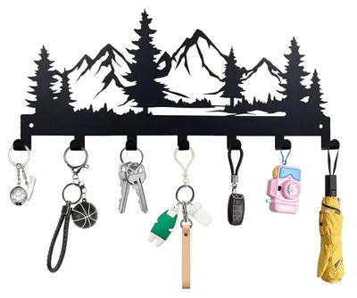 Produktbild von Schlüsselbrett Schlüsselhalter Wandgarderobe - Metall - Schwarz - 7 Haken - Zur Wandmontage