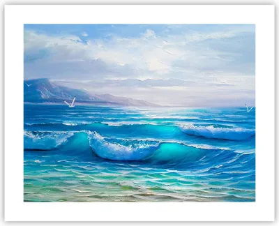Produktbild von Poster - Poster ohne Rahmen - Meer Welle Möwe - 50x40 cm - Wand Bild - Wanddeko - Wandbilder - Kunstposter - Wandposter - Bilder - Kunstdruck - Wanddekoration - Wandbild - P2XAA50x40-4033