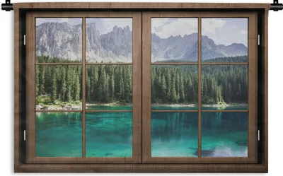 Produktbild von MuchoWow® Wandteppich Wandbehang Aussicht - Baum - See 90x60 cm Tapisserie Dekoration Wandtuch - Wandskulpturen - Bildteppich