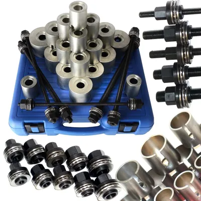 Produktbild von LUXTOM | Silentlager Abzieher, 27tlg 34-90mm, mit 22 Hülsen M10-M18 und 5 Spindeln, Ausdrücker für Achslager, Werkzeug für Silentlager