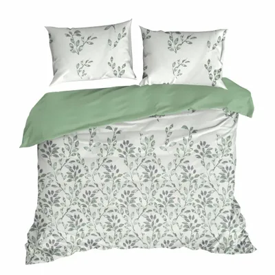 Immagine prodotto di Design 91 Biancheria da letto in microfibra 160x200 Clarissa foglie bianco verde microfibra D91