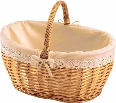 Produktbild von Kobolo Einkaufskorb geflochten Weidenkorb Geschenkkorb Präsentkorb mit Textil