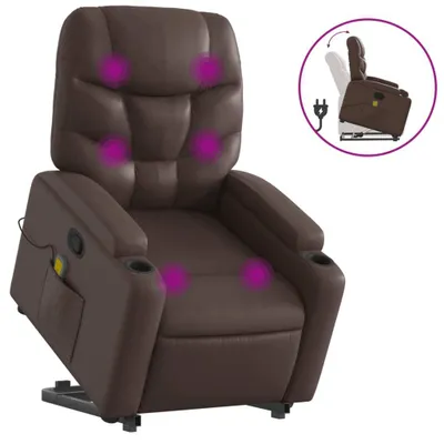 Produktbild von vidaXL Massagesessel mit Aufstehhilfe Braun Kunstleder
