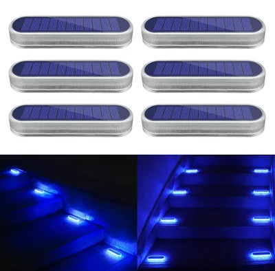Solar-LED-Leuchten, 6er-Set, 40 Lumen, IP68, blau, automatisch