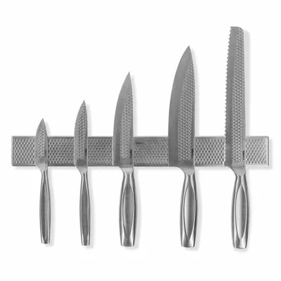 Produktbild von Boska Ultimate Kitchen Knife Set Monaco+ | Set mit 5 Küchenmessern | Inklusive magnetischem Messerhalter | Hochwertiger Edelstahl | Ergonomischer Griff | Messer mit professionellen Eigenschaften | Für Lebensmittel aller Art und jede Schneidetechnik | Einzigartige Rhombenstruktur