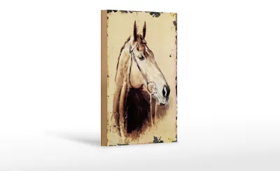Produktbild von Holzschild Retro 12x18cm Portrait Pferd Kopf