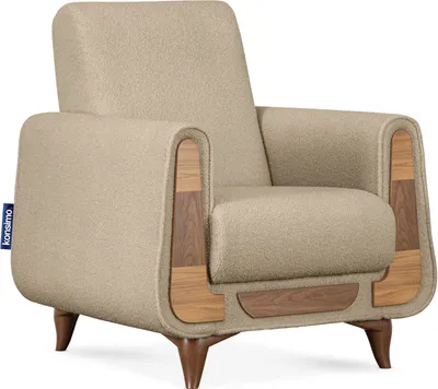 Produktbild von KONSIMO Bequemer Sessel mit Armlehnen "GUSTAVO", Hellbeige, Bouclé-stoff, Modern, 83x95x81cm