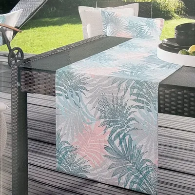 Produktbild von 40 x 140 cm Tischläufer Baumwolle abwaschbar Rechteckig Outdoor Indoor Blumen