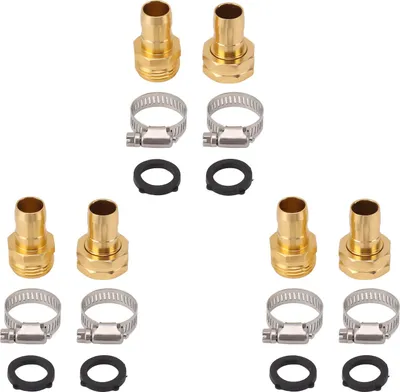 Image de kit de réparation de tuyau d'arrosage en 3 parties avec raccords de tuyau et pinces pour tuyaux d'arrosage de 3/4 et 5/8 pouces
