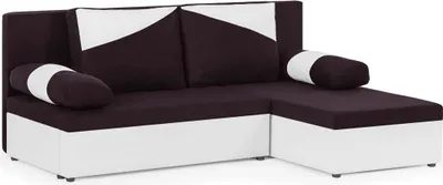 Produktbild von Ecksofa Polo mit Schlaffunktion - Kastanienbraun/Weiß