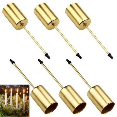 Immagine prodotto di Portacandele in metallo dorato, set da 6, per candele cilindriche con base, altezza 11 cm