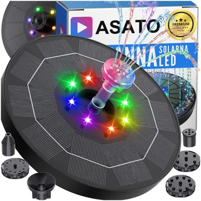 Produktbild von ASATO Solar-Springbrunnen schwimmend – mit LED RGB & 6 Düsen für Teich & Garten