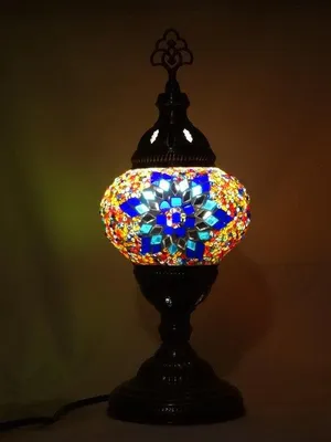 Produktbild von Türkische Tischlampe mit 13 cm Mosaikball in Multicolor – Orientalische Lampe für stimmungsvolle Beleuchtung