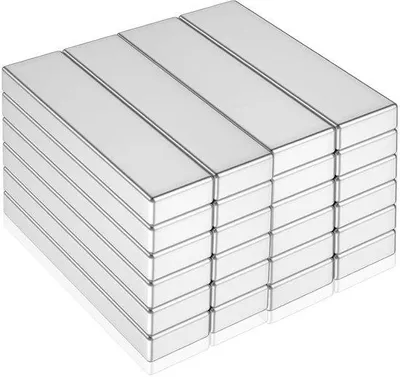 Produktbild von 24 Stück kleine, extra starke Neodym-Magneten, 30x10x3mm, für Magneetbördel, Klebeflächen, Küche, Büro, Whiteboard