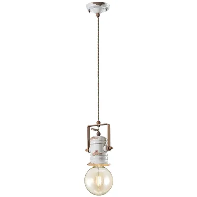 Produktbild von Kronleuchter Industrial Urban Iron Keramik Vintage Weiß 1 Licht E27 19Cm