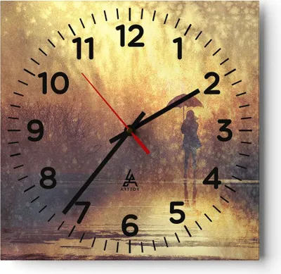 Produktbild von Wanduhr - Quadrat - Glasuhr - Frau Regen - 30x30cm - Schleichendes Uhrwerk - Lautlos - zum Aufhängen bereit - Dekoration Modern - Wanddekoration aus Glas - C4AC30x30-3755