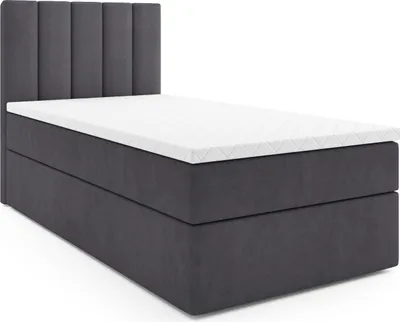 Produktbild von MR GROUP Boxspringbett LATINA MINI 90x200 links Kinderbett Jugendbett Einzelbetten Stauraum Polsterbett Matratze Topper H3 Schlafzimmer dunkelgrau