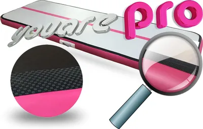Produktbild von Hohe Qualität AirTrack gym matte 15cm hoch Profi Tumbling turnmatte 3m Rosa Sportmatte 3 meter Sport Gymnastikmatte Aufblasbar mit Fußpumpe Luftpumpe