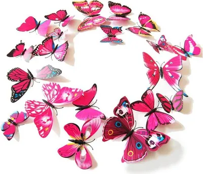 Produktbild von Oblique Unique 3D Schmetterlinge 12er Set für die Wand zum Kleben Wandtattoo Wandsticker Wanddeko - pink