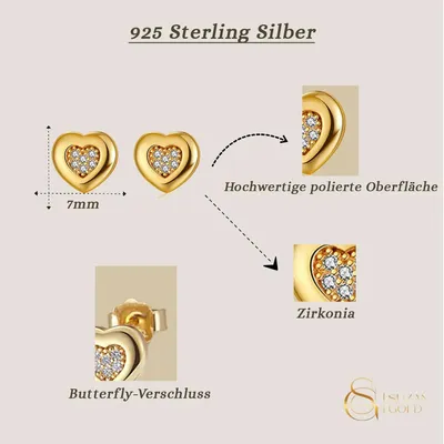 Produktbild von Heartglow – Herz Ohrstecker aus 925 Silber mit Zirkonia-Pavé