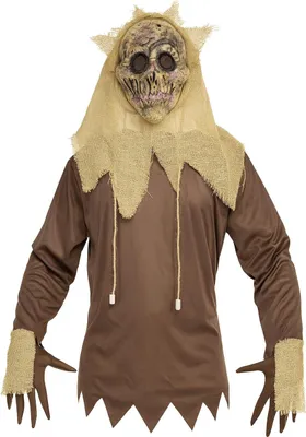 Produktbild von Gruseliges Vogelscheuchen Kostüm mit Maske, Oberteil & Handschuhen, Größe:XXL
