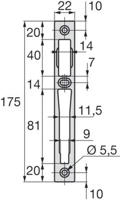 Image de Gâche centrale aluminium largeur 22mm épaisseur 4mm anodisé argent - STREMLER - 2839.10.1