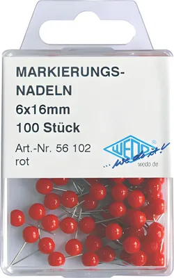 Produktbild von WEDO Markierungsnadeln Größe 6 rot Nadellänge 16 mm 100 Stück