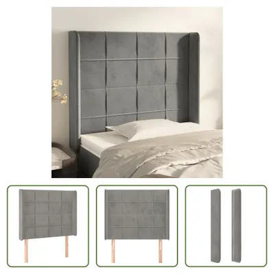 Produktbild von The Living Store Kopfteil mit Ohren Hellgrau 93x16x118/128 cm Samt