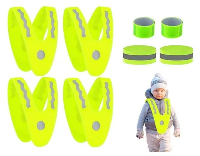 Produktbild von Warnwesten Kinder 4er Set mit Reflektorband, V-Form, atmungsaktiv, hohe Sichtbarkeit