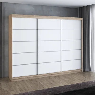 Productafbeelding van Schuifdeurenkast FLIX, 3 deuren, kast 200 cm (wit, zwart, Sonoma)