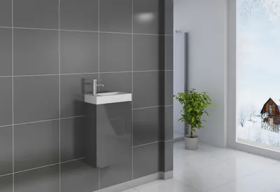 Produktbild von Gäste-WC Waschbecken 40 x 22 cm grau Vega