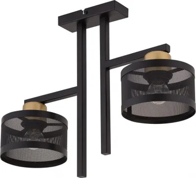 Zdjęcie produktu dla Lampa sufitowa nowoczesna dekoracyjna z abażurem czarno-złota podwójna Off 2xE27 15W Sigma Lighting