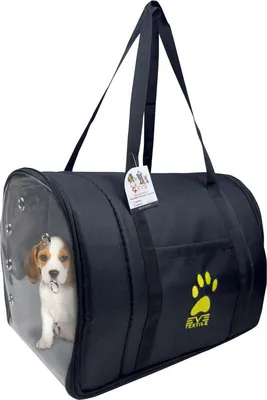 Produktbild von EVE Textile Hunde Katzen Haustier Tragetasche 47x30x30 cm Schwarz Umhängetasche Handtasche Atmungsaktiv Faltbar zugelassen von Fluggesellschaften