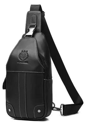 Zdjęcie produktu dla Skórzana torba męska, torba sportowa outdoor, torba na klatkę piersiową/na ramię, ergonomiczny design, zabezpieczenie przed kradzieżą, wytrzymała, lekka, torba typu sling w stylu vintage, idealna na wędrówki, jazdę na rowerze i do użytku biznesowego