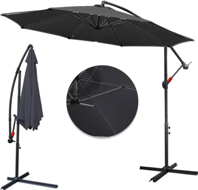 Produktbild von karpal 3m-3.5m Sonnenschirm Neigbar Ampelschirm Balkonschirm Marktschirm UV40+ Gartenschirm,Grau,3.5m