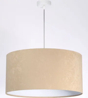 Produktbild von Wohnliche Hängeleuchte Stoffschirm in Beige Ø50cm Velours Optik AYLMER Pendelleuchte Schlafzimmerlampe