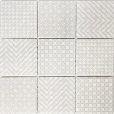 Produktbild von Retro Vintage Mosaik Fliese Keramik grau Geo Grey MOS22B-1402