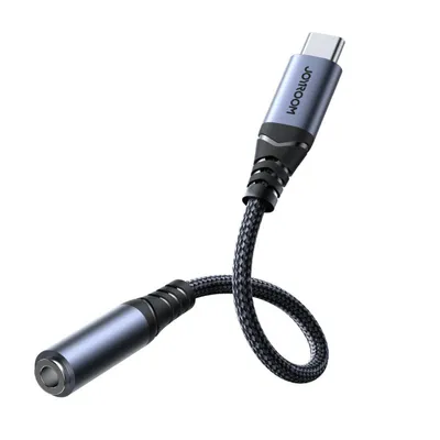 A product shot of a USB-C to 3.5mm audio adapter against a white background.
