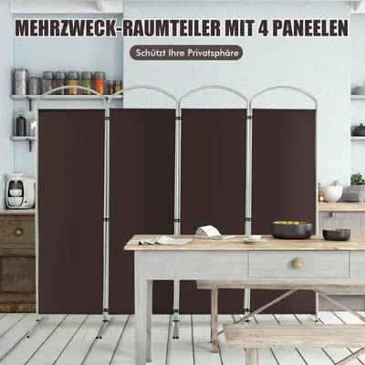 Produktbild von Faltbarer Raumteiler, 4-teilig, 221 x 188 cm, Braun