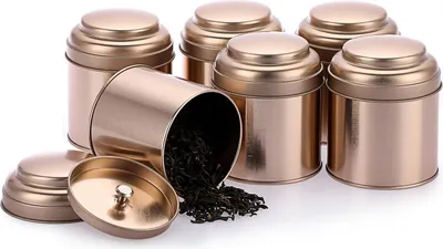 Produktbild von Set von 6 Teedosen - Luftdicht und Metall - 227 ml - Teehalter